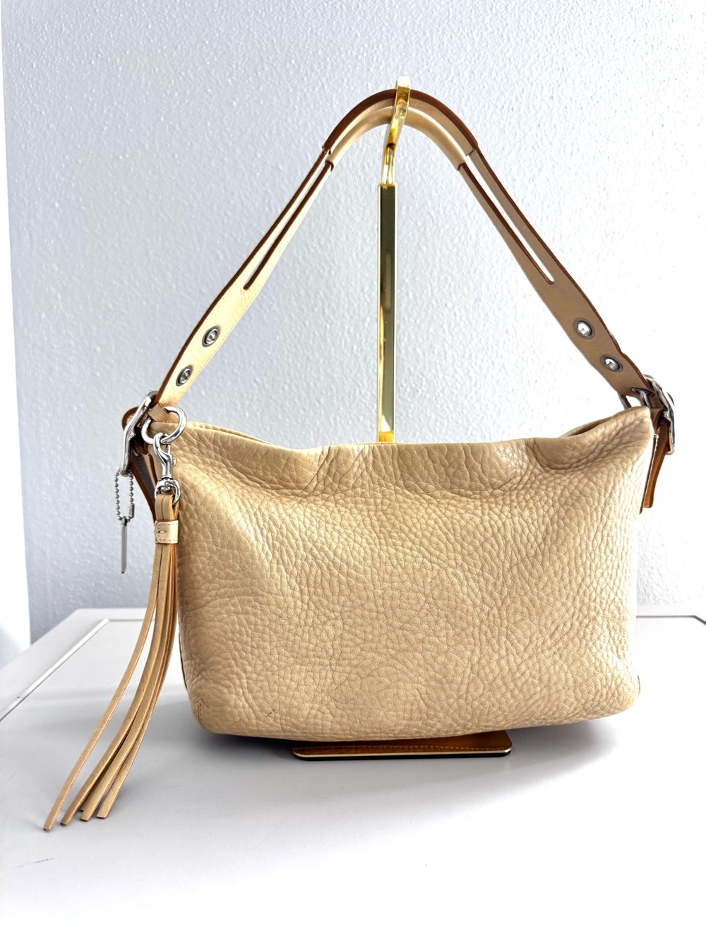 Vintage Coach #1429 Leather East West Legacy Shoulder Bag with Tassel